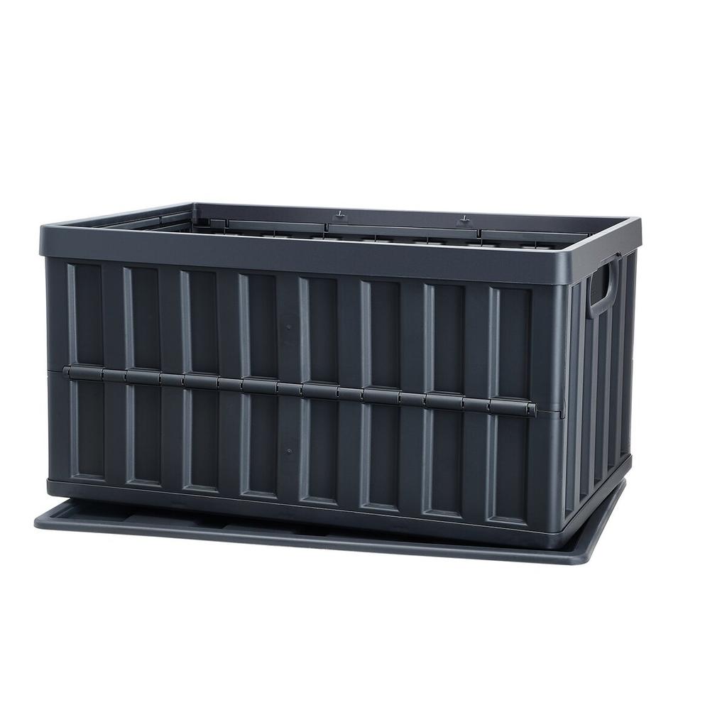 Faltbare Aufbewahrungsboxen mit Deckel, 65L 3er-Pack, Zusammenklappbare stapelbare Kunststoff-Transportkisten mit Griffen, Große strapazierfähige Behälter für Kleidung, Spielzeug,