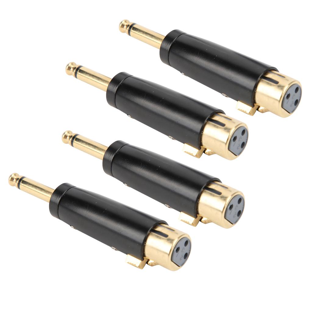 4Pcs XLR Adapter Audio Converter Metal 6.35mm Single Track Male to Female LZ1167G