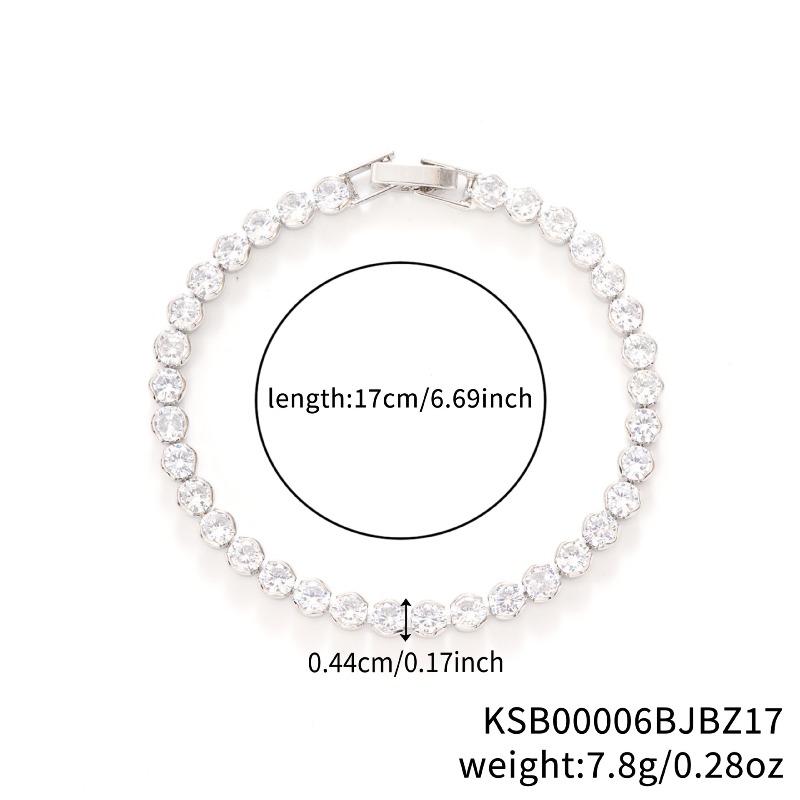 Mary Kashi Fashion Jewelry - Multi-sku Crystal Bracelet, Electroplated Aaa Cubic Zirconia Bracelet, Diamond-accented 4mm