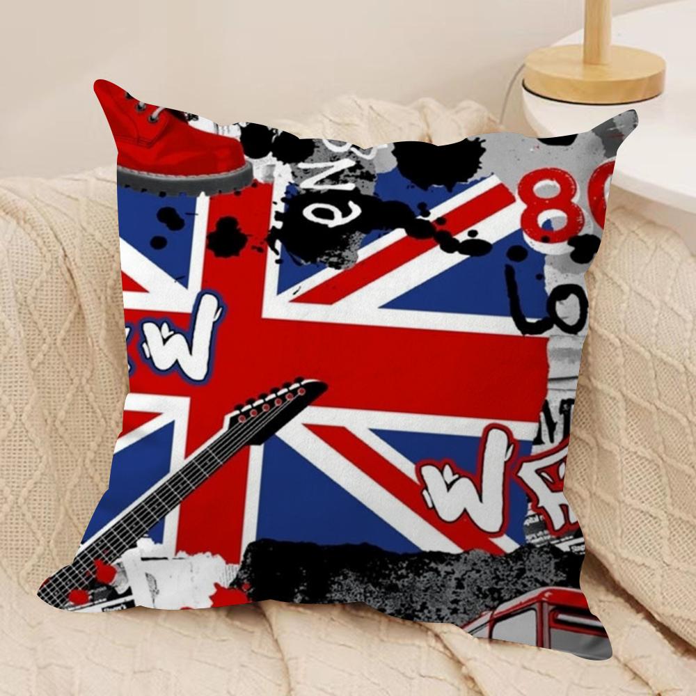 LOVE England Printed Cushion Cover Soft Plush Fabric DoubleSided Printed Sofa Cushion Cover for All Seasons Home Decor Gift