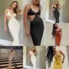 Spaghetti Maxi Dresse Strap Hollow Out Bodycon Dress Backless Cut Out Wrap Dress