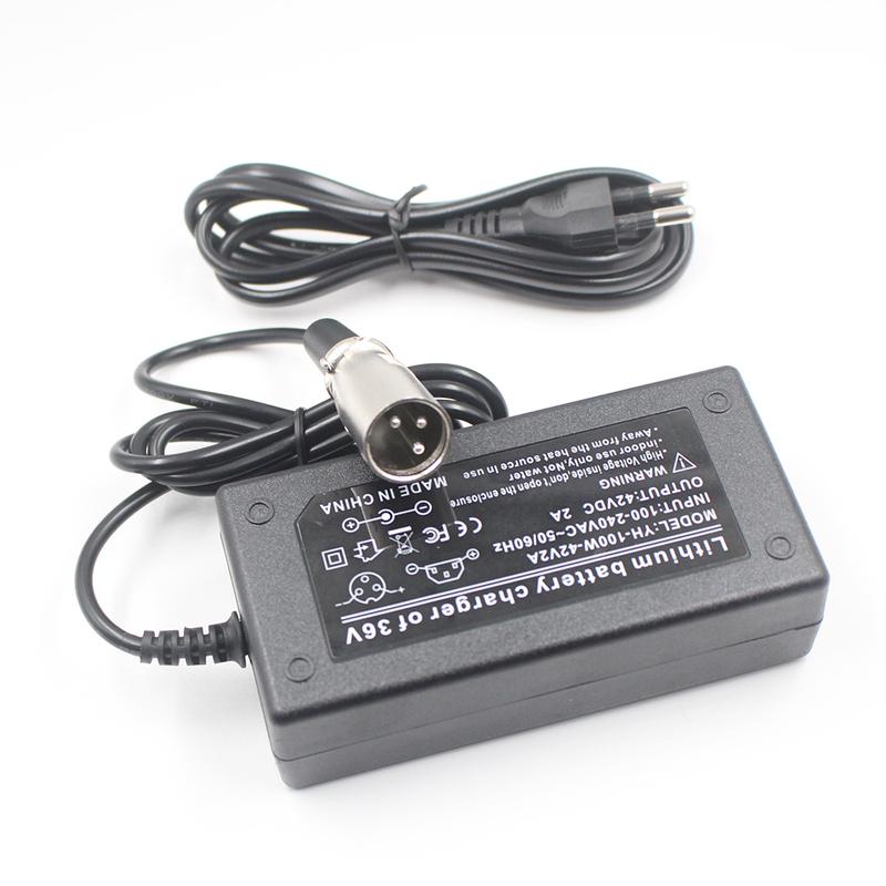 42V 2A 42V2A Charger For 36V 18650 Lithium Battery Pack With 3-Pin XLR Socket Connector EU US AU UK