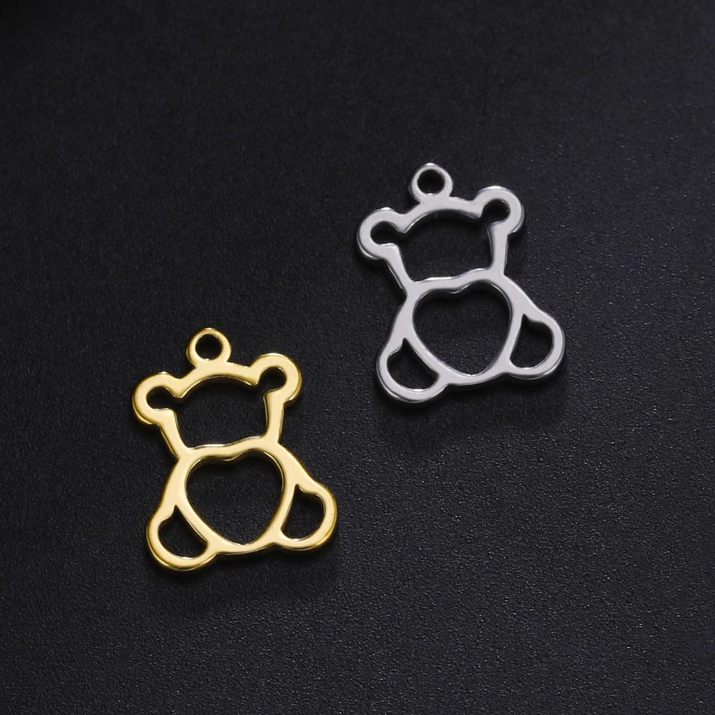 Teamer 5pcs/lot Stainless Steel Charms for Jewelry Making Bear Leaves Stars Pendant Mini Charm Bracelet DIY Accessories Hot Sale