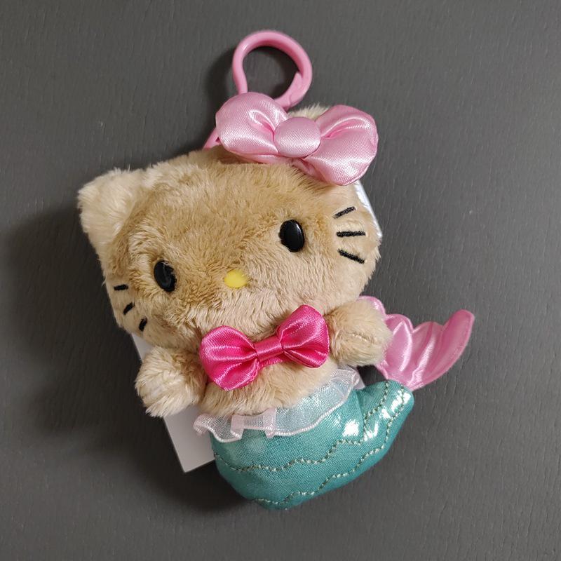 Hawaii Mermaid Cat Plush Keychain Charm - Black & White Skin Version 10cm