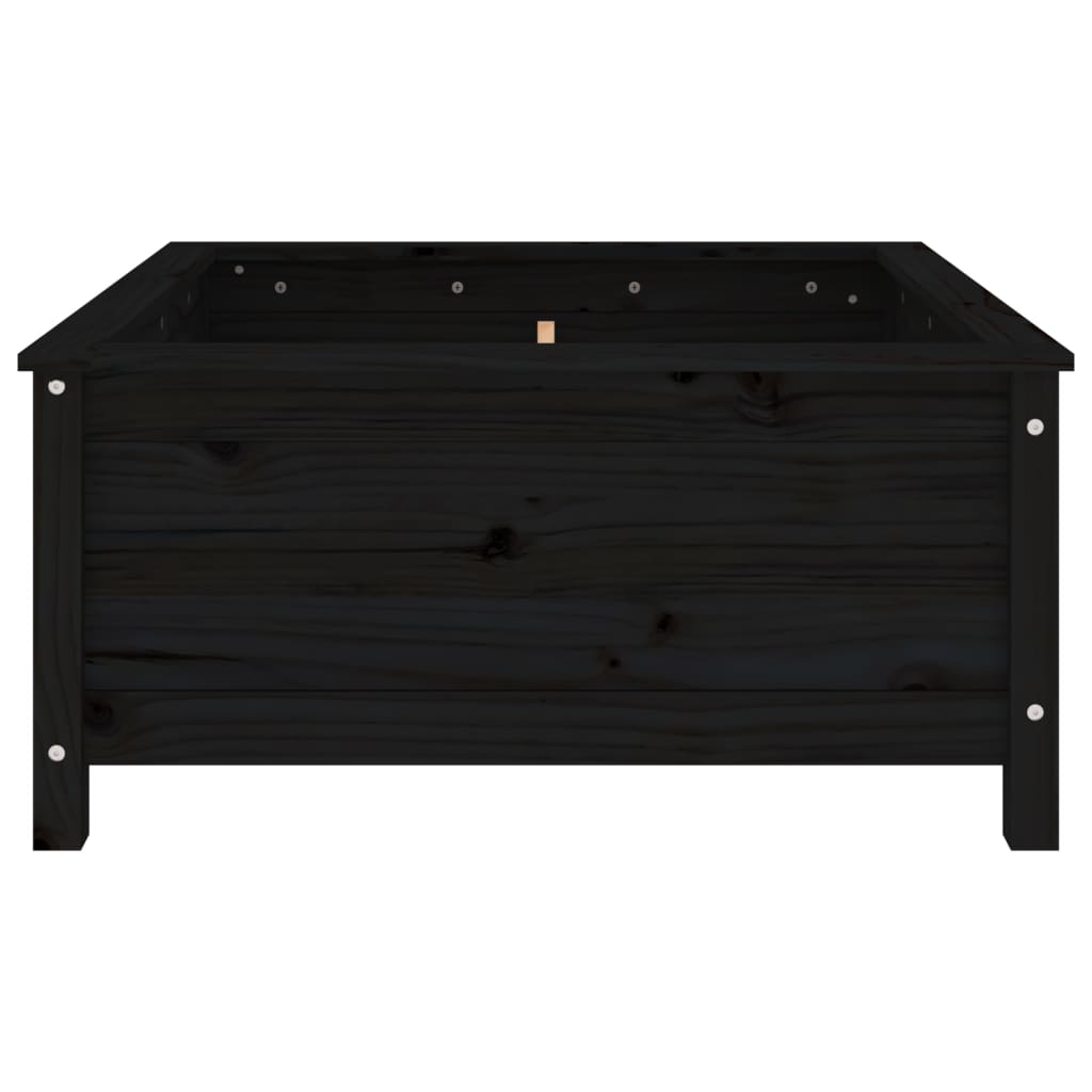 Plant Pot Black 82.5 X 82.5 X 39 Cm Solid Pine Wood