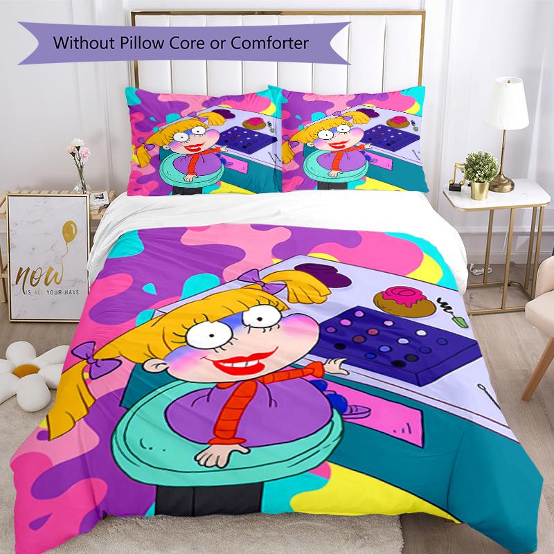 3pcs Rugrats Pattern Bedding Set Duvet Cover Set Includes Duvet Cover &pillowcases, Perfect All Season Bedroom Decoration & Gift
