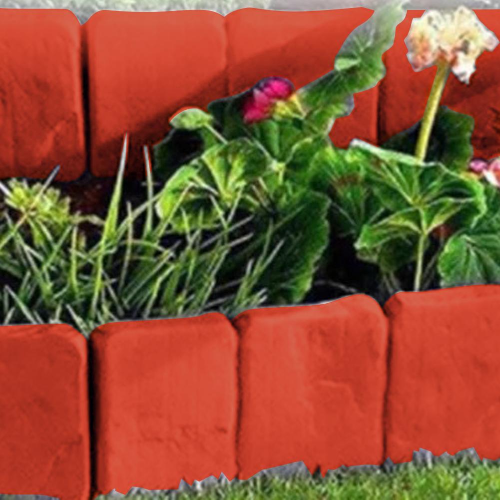 10pcs Garden Landscape Edging Borders Lightweight Plastic Imitation Stone Brick Easy Installation for Outdoor Patio Balcony Yard