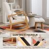 Rocking Chair with Footstool, Fleece Cover, High Backrest, Wooden Legs, Foot Pads, White