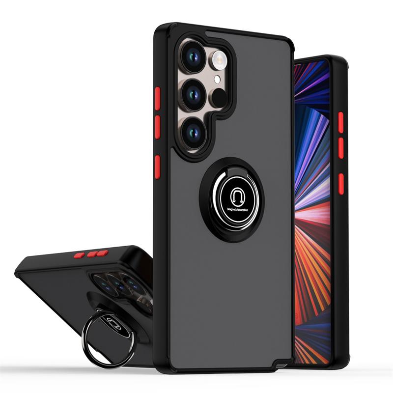 Armor Magnetic Ring Bracket Case For Samsung Galaxy S25 Ultra S25+ S 25 Matte Hard PC Back Cover Galaxy S25 Plus S25ultra Funda