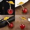 Fruit Cherry Brooch For Women With Artificial Crystal And Goldplated Leaf Design Fashion Accessory