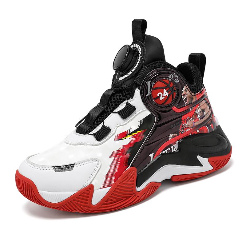 

31-40 Детские Большие Размеры Противоскользящие Износостойкие Модные Высокие Баскетбольные Кроссовки Спортивный Тренд Детская Обувь 31 чёрный/красный
