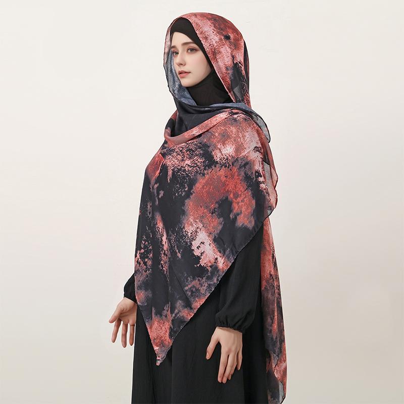 Écharpe Bandana Bandeau Hijab Aquarelle pour Femme Vintage Luxe Plage Mouchoir Long Bohème Accessoires Musulmans Écharpe 80 X 180 CM black