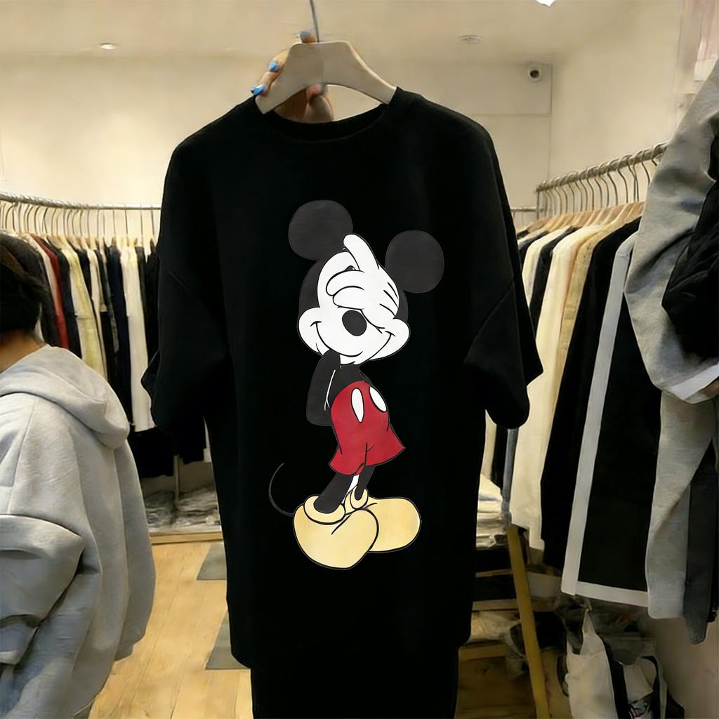 Disney Mickey Minnie Cartoon Print T Shirt Couple Summer Cotton Man Women Short Sleeve Casual Top Streetwear Graphic Tee Vintage