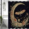 Moon Flower Moth Star Shower Curtain, Bathroom Decorative Shower Curtain, Waterproof Shower Curtain with Hooks