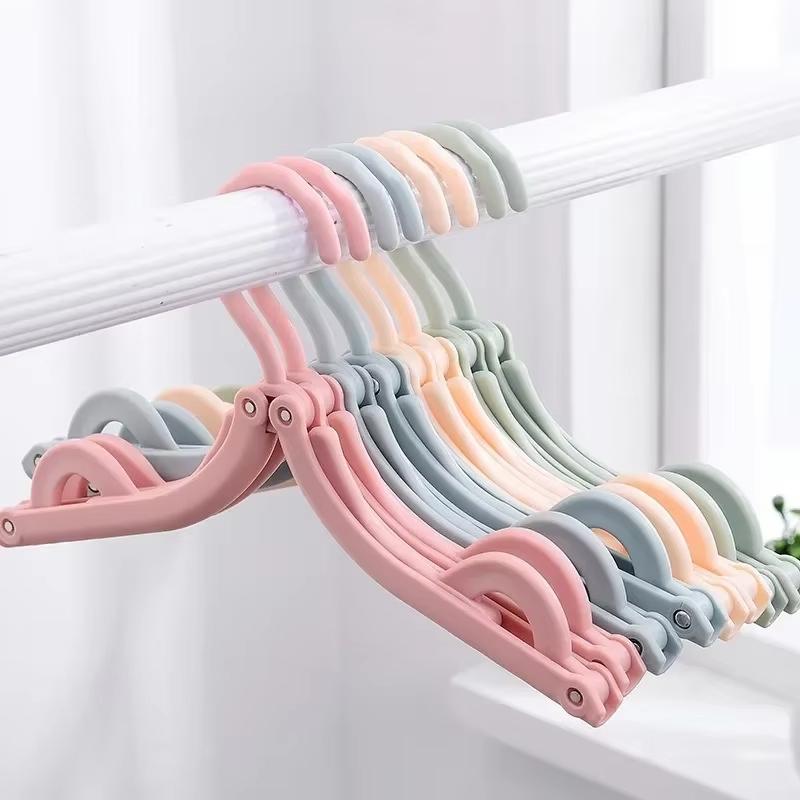 BUYYES 5/10pcs Portable Folding Hanger Plastic Clotheslinger Travel Space Saving Multifunctional Hanger for Suitcase Backpack