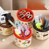 Cartoon Pen Holder - Cute Compartmentalized Plastic Pen Case for Girls' School Desk and Office Use