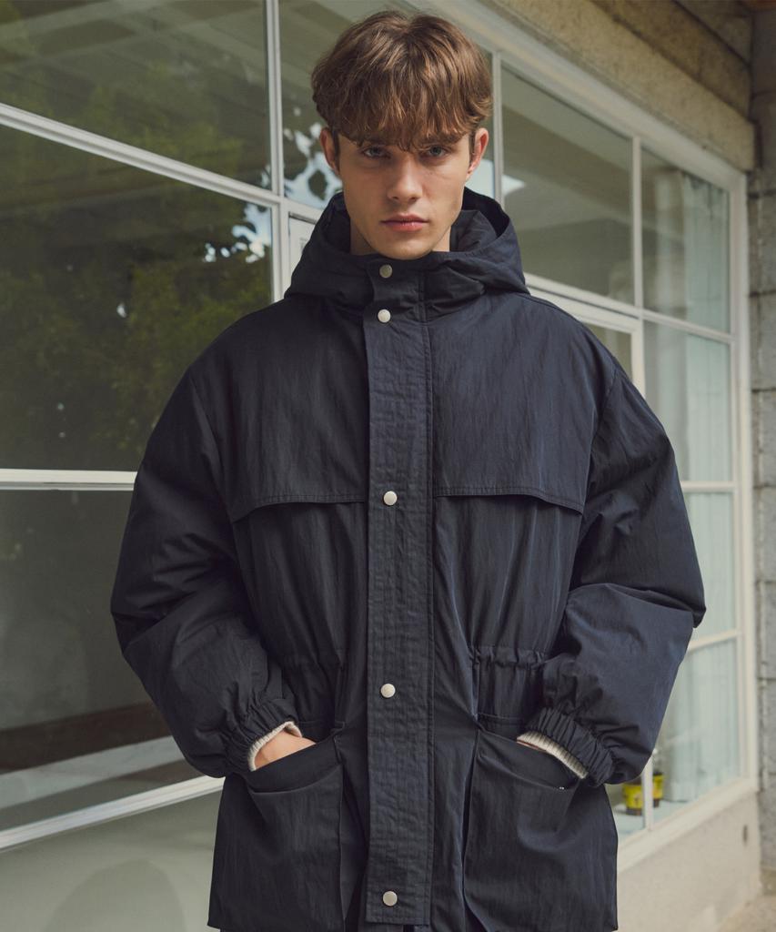 Wednesday Oasis Aerie Comfort Hooded Padded Jacket_Black