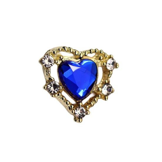 10Pcs Manicure Decor Sparkling Stunning Visual Effect Three-dimensional DIY Nail Heart Colorful Fake Diamond Nail Alloy Ornament Nail Supplies