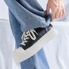 Fashion 2025 New Students' Casual Sports Shoes 38-46, Thick Anti-Slip Sole Lace-up with Black-White Color Simple Versatile Campus Style