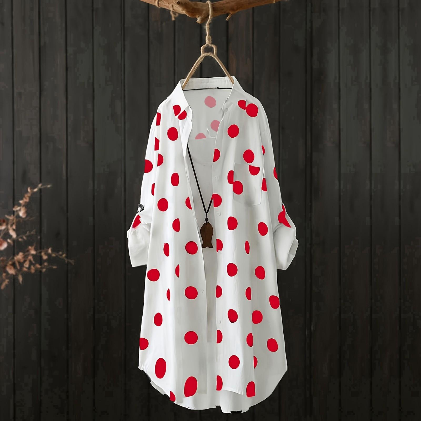 

Long Sleeve Shirts For Women Tees Blouses Casual Basic Tops Button Down Shirt Casual Long Sleeve Blouse Top XL червоний