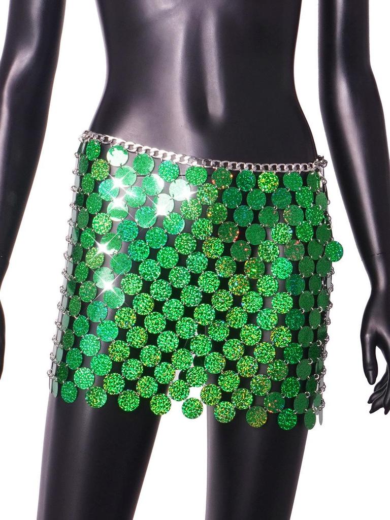Sequin Punk Style Sexy Midi Skirt YY20217