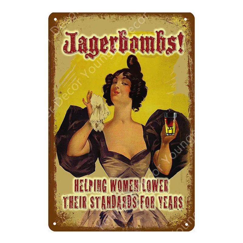 Vintage Retro Sexy Dame Pin Up Girl Malerei Blechschilder Metall Poster Wandaufkleber Bar Kaffeehaus Club Heimdekoration YI-076