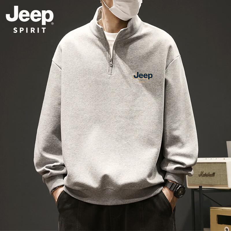 JEEP SPIRIT Men's Half-Zip Stand Collar Pullover Sweatshirt