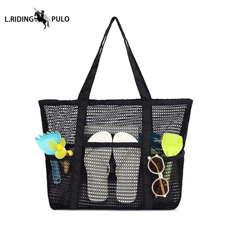 Large Mesh Beach Bag, Large Capacity, Multi-pocket Swimming Bag, Multi-functional Portable Handbag for Showering and Storage