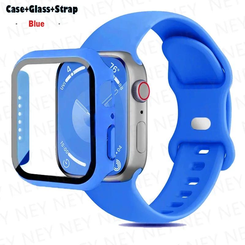 Glas+Gehäuse+Armband Für Uhrenarmband 44mm 41mm 45mm 40mm 38mm 42mm Silikonarmband iWatch Serie 9 8 3 4 5 6 SE 7 Armbänder