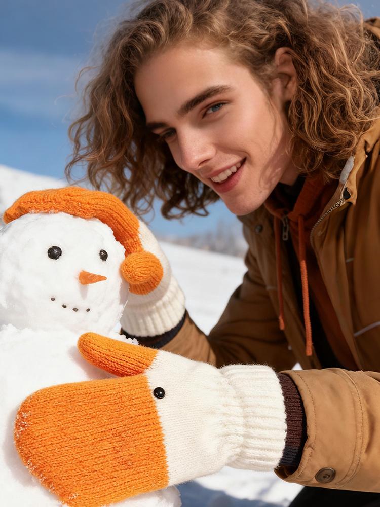 Ski Gloves Winter Gloves Cute With Thick Velvet For Cold Protection And Warmth Double Layer Gloves