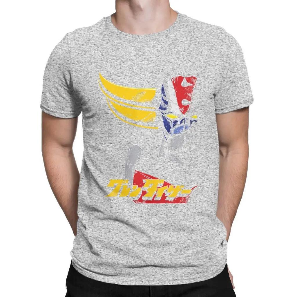 Grendizer Ufo Robot Goldrake Tshirt Mazinger Z Anime Men's T Shirt 80s Manga Short Sleeve O-neck T-Shirt Cotton Classic Tops