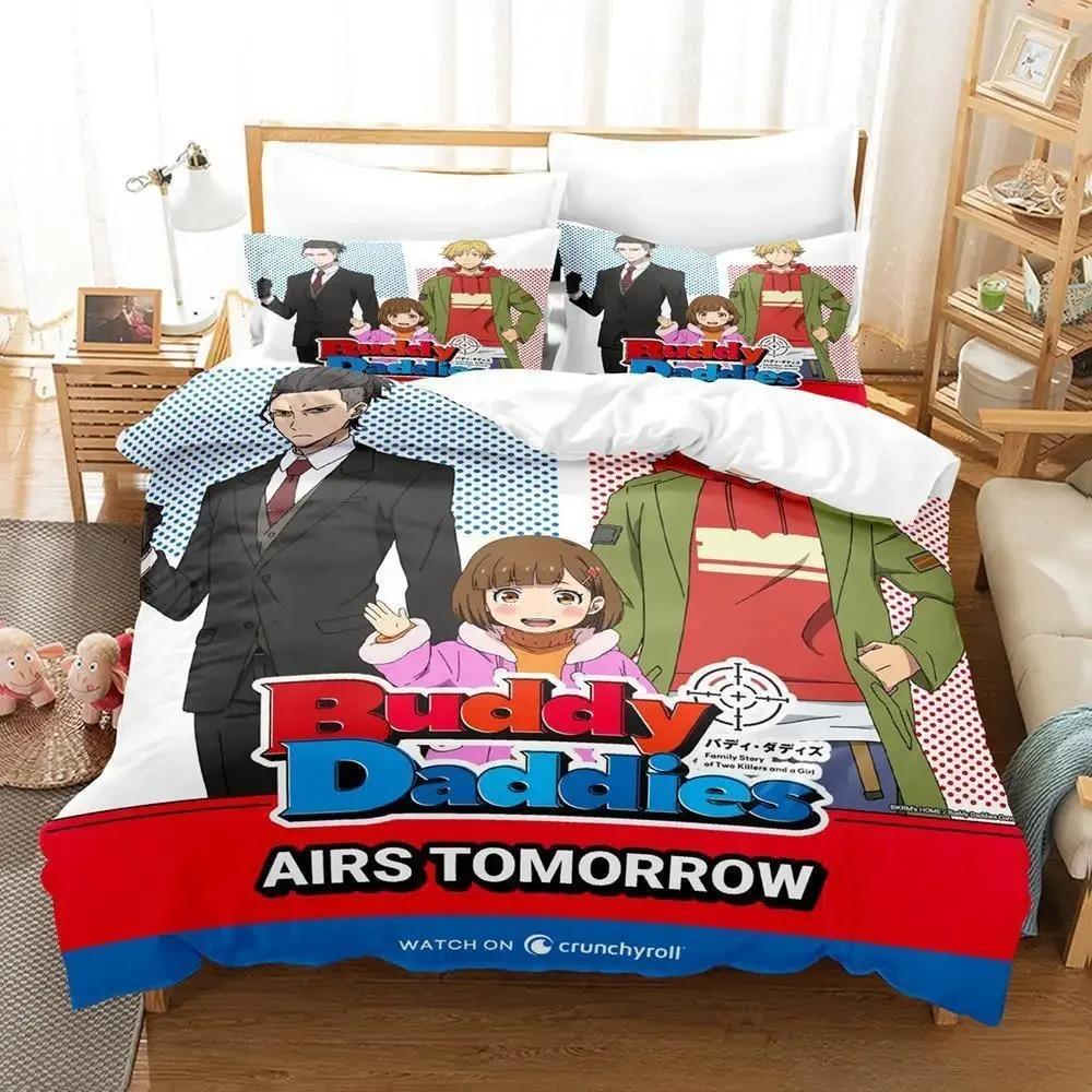 

Комплект постельного белья Buddy Daddies, односпальная кровать, двуспальная кровать, двуспальная кровать, комплект постельного белья для взрослых и детей, комплект простыней с 3D-аниме EU Single 135x200cm