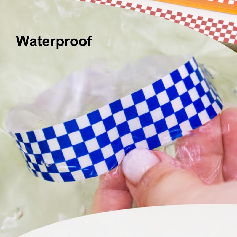 50/100Pcs Mosaic Pattern Colorful Paper Wristbands Waterproof Disposable Bracelets For Parties, Concerts, Festivals