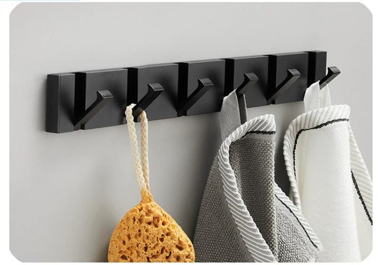 Black Towel Hanger  Robe Hook Folding Clothes Hook Black Gold Clothes Rack Hanger Aluminum Kitchen Hook Door Hanger Wall Mounted