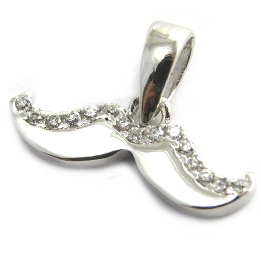 Les Trésors De Lily [N2945] - Pendentif Argent 'Moustache' blanc argenté