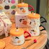 Creative Cute Ghost Ceramic Mug with Lid Household Drinking Cup Couple Coffee Cup for Girls Birthday Gift