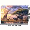 1pc African Wildlife Hunting Background - Vibrant Sunset Prairie Scene with Giraffes, Elephants and Birds - Durable Polyester