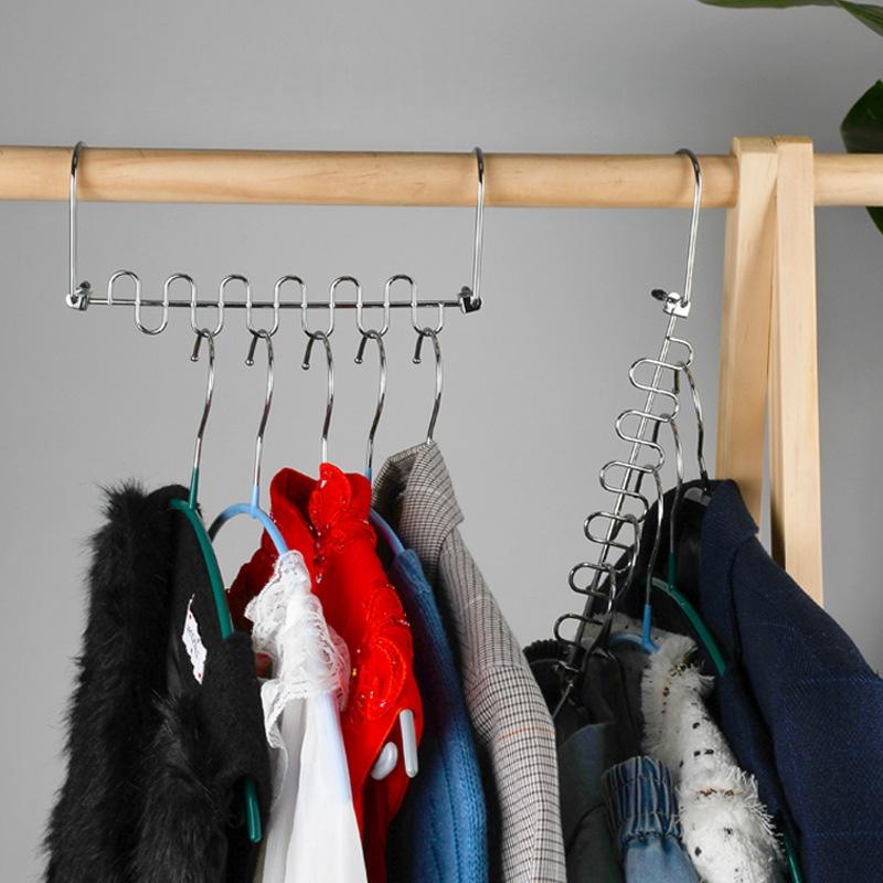 6-hole Clothes Hanger Organizer Space Saving Hanger Multi-function Folding Magic Hangers Drying Racks Scarf Clothes Storage NEW