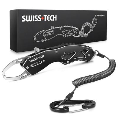 SWISS+TECH Fish Grip, Fish Catcher, Aluminum Fishing Tackle, 18kg Weight Capacity, Lightweight and Compact, for Sea Fishing, Pond Fishing, Bass