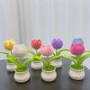 DIY Handmade Knitted Flowers Woolen Handcrafted Bonsai New Tulips Crochet Flower Potted  Home Decor