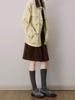 Maillard Style Women's Brown Faux-Slit Midi Skirt - 2025 Autumn/Winter Korean Girlish Chic