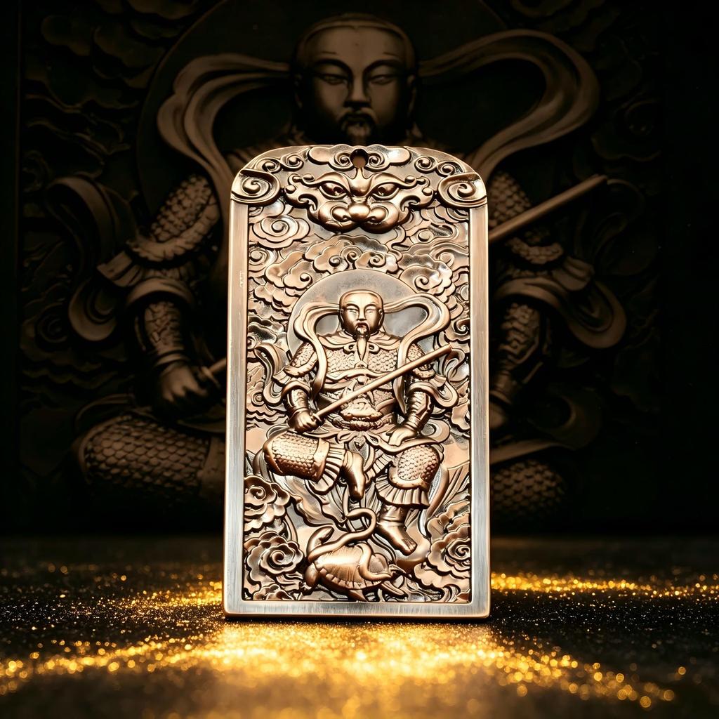 Bronze Taoist Peace Pendant: True Martial Emperor Xuan Tian, Heavenly Blessings & Five Thunder Command Keychain