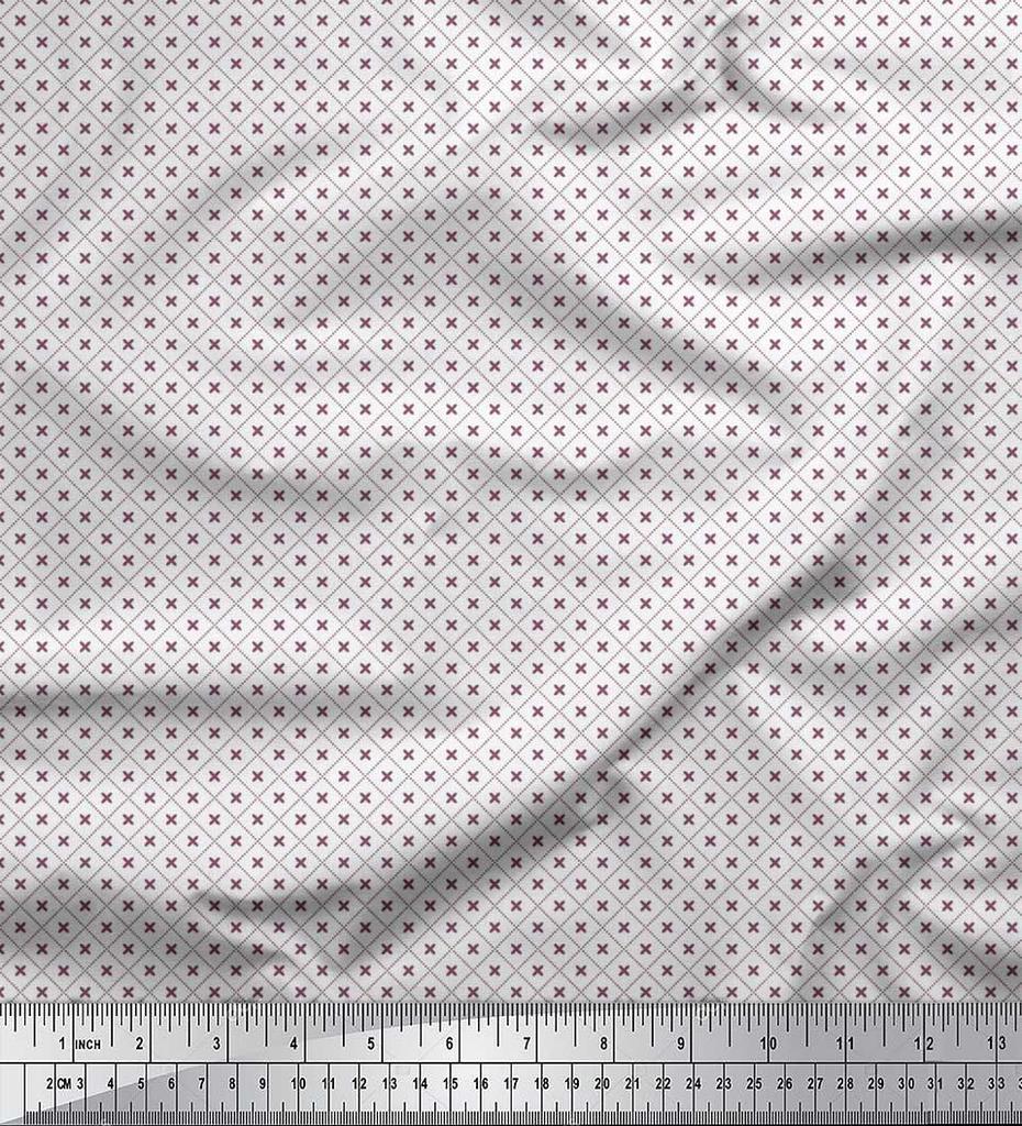 Soimoi Japan Crepe Satin Fabric Check Shirting Print Fabric by Metre 42 Inch