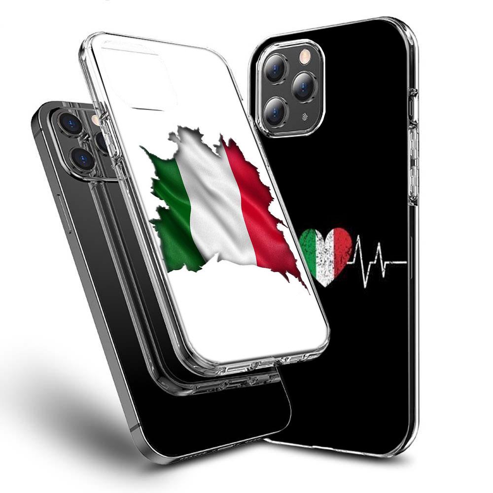 Italy Flag Phone Case For Iphone 16E 15 Pro 14 Plus 17E 16 17 Pro Max Air 11 12 13 Mini Shockproof Capa Cute Cover TPU Clear