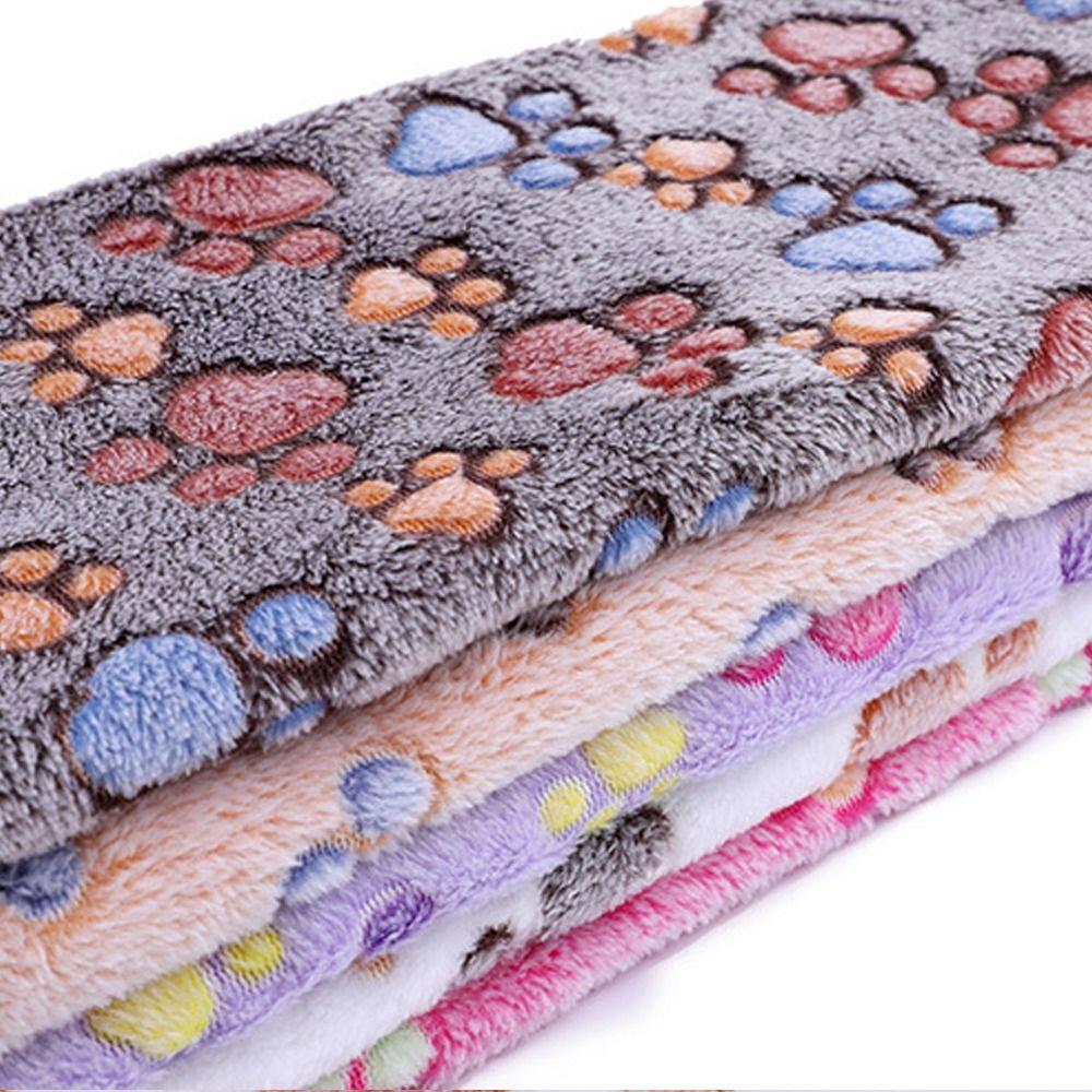 Plush Multi-color Optional Dogs Cats Paw Winter Quilt Flannel Blanket Fleece Blanket Pet Blanket