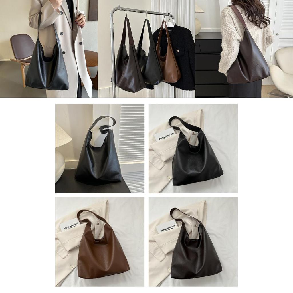 Stylish Pu Tote Bag For Women In Black And Brown Perfect For Casual Commuting