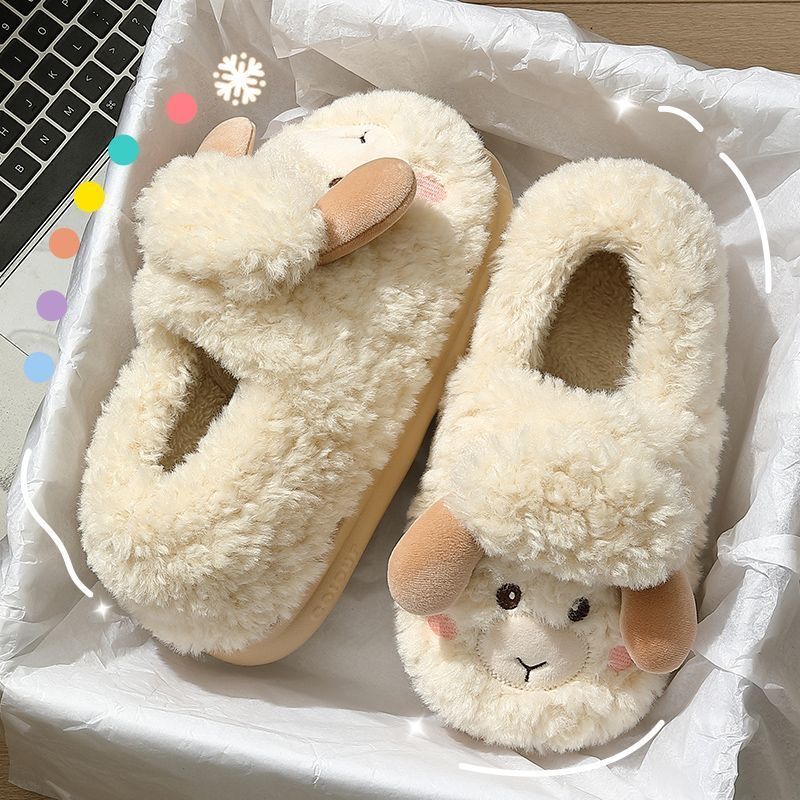 Cotton new slippers winter outdoor wear indoor home cute warm hair bag and confinement cotton shoes