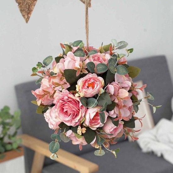 Portable Lightweight Fashion Versatile Reusable Artificial Rose Flower Ball Hanging Flower Ball