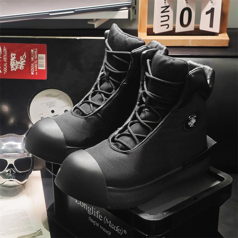 

Новые высокие кеды на толстой подошве, спортивная и повседневная мужская обувь, нишевый дизайн с большой головой, хайстрит бордшузы X227 44 чёрный