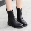 Fashion High Quality Women Comfortable Chunky Heels Front Zipper Ankle Boots Round Toe Shoes Autumn Winter Plus Size 856